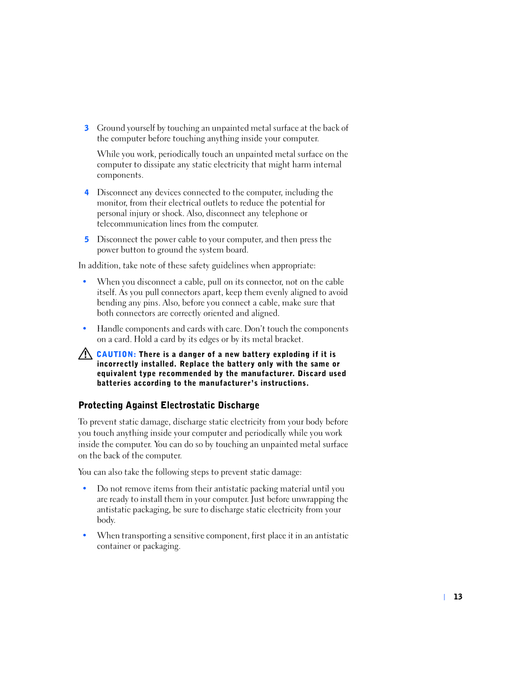 Dell 4400 manual Protecting Against Electrostatic Discharge 