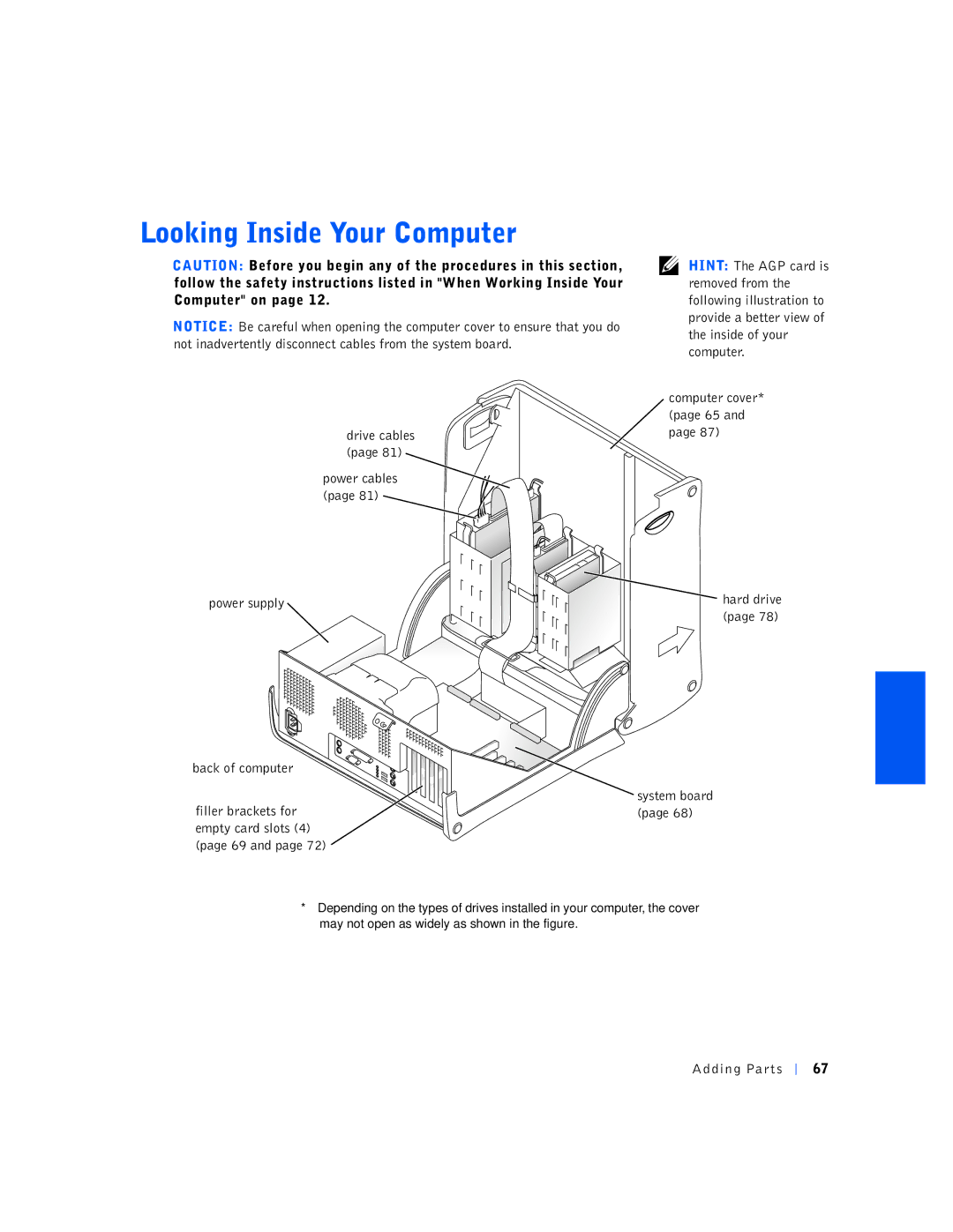 Dell 4400 manual Inside of your 