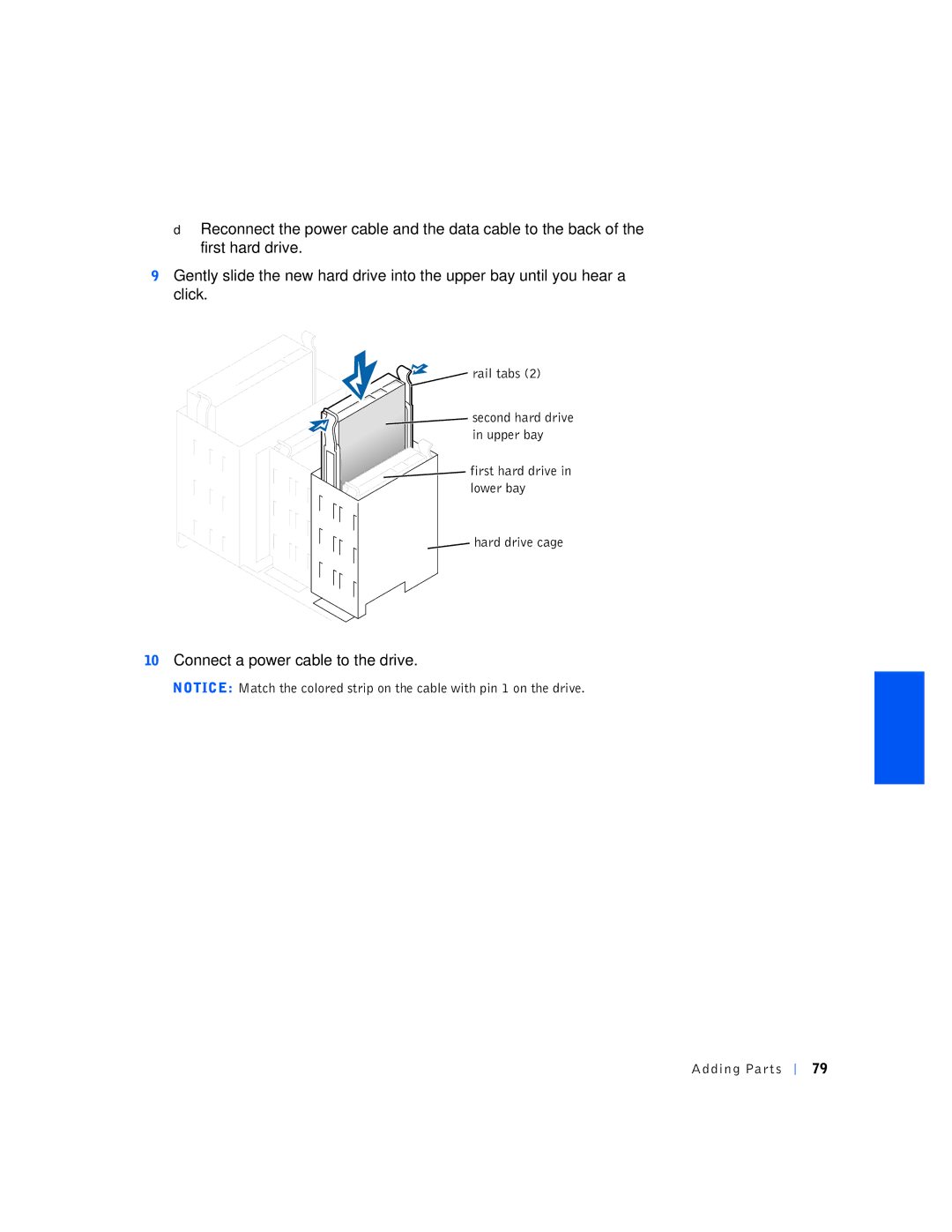 Dell 4400 manual Connect a power cable to the drive 