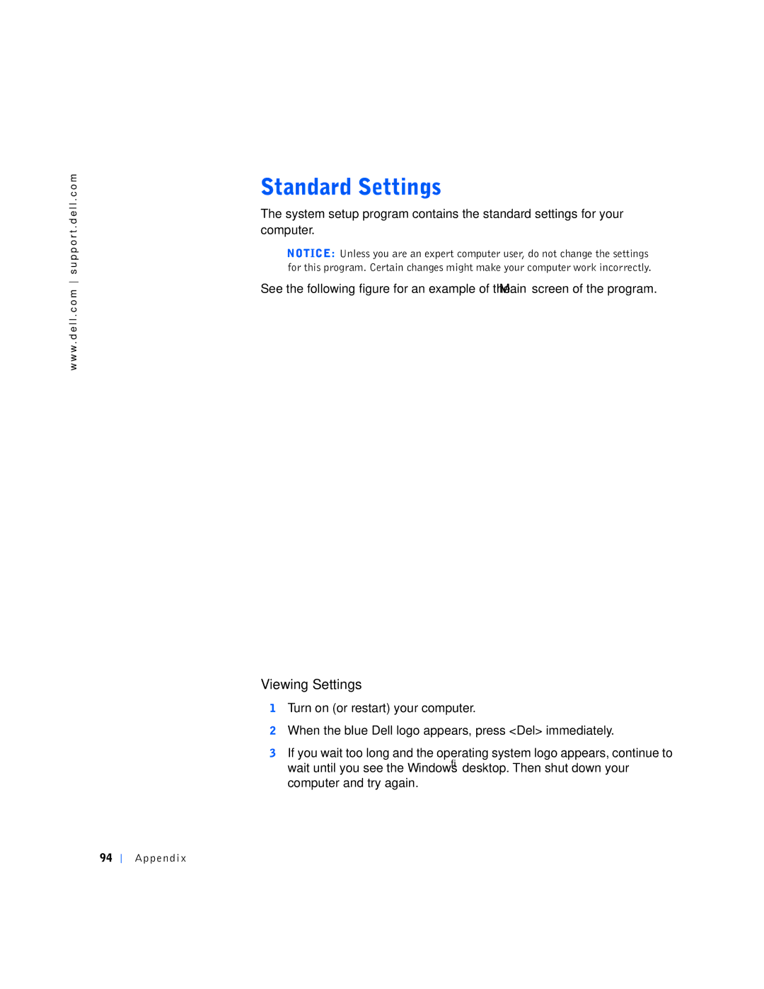 Dell 4400 manual Viewing Settings 