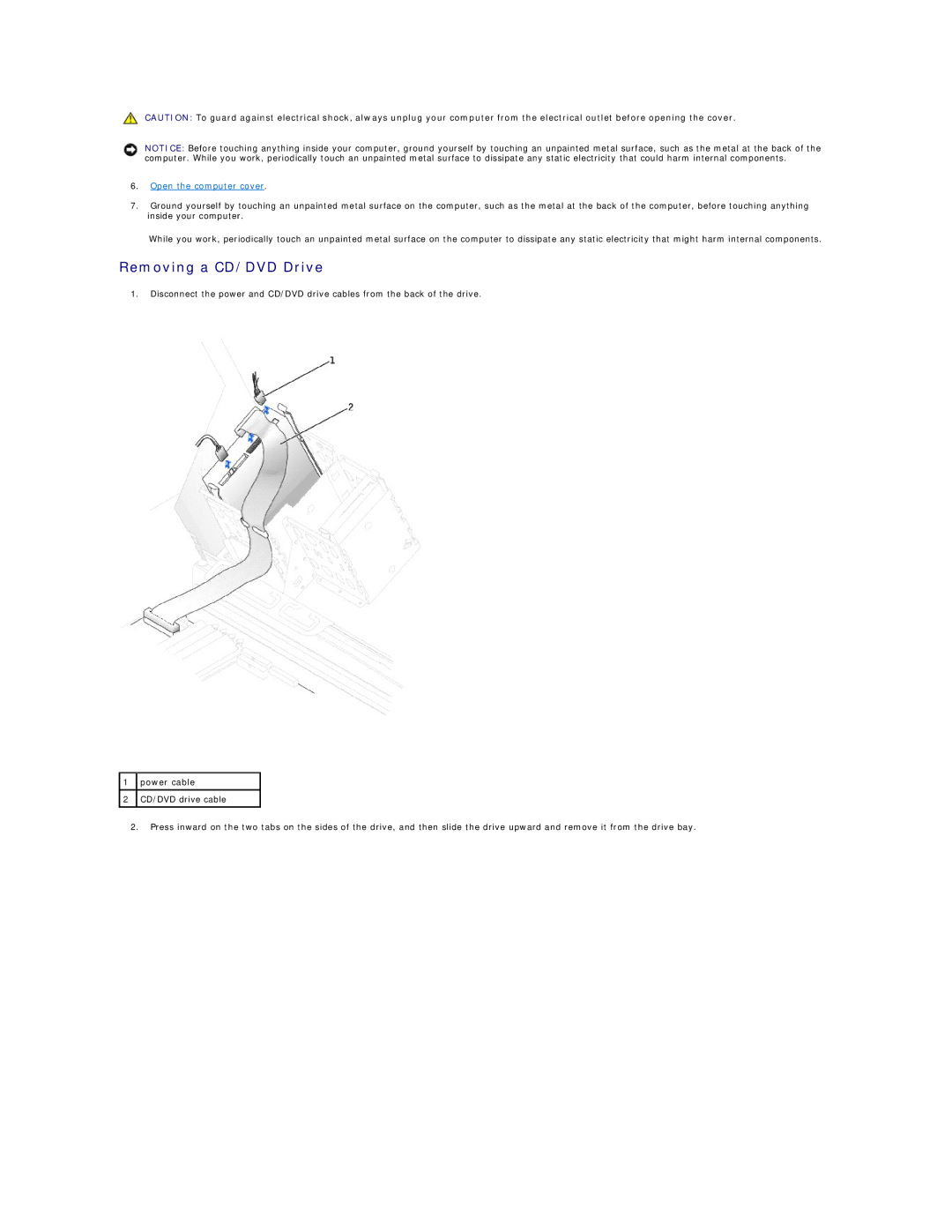 Dell 450 warranty Removing a CD/DVD Drive 