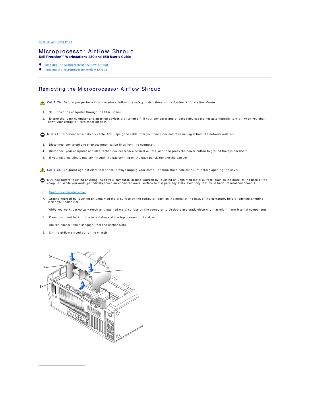 Dell 450 warranty Microprocessor Airflow Shroud 