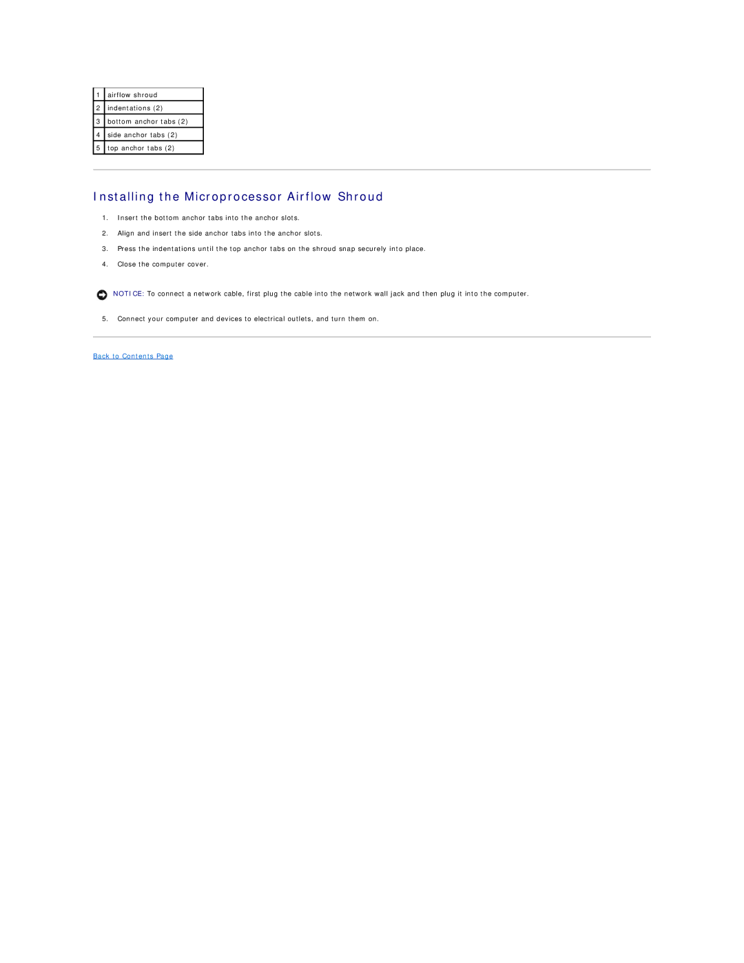 Dell 450 warranty Installing the Microprocessor Airflow Shroud 