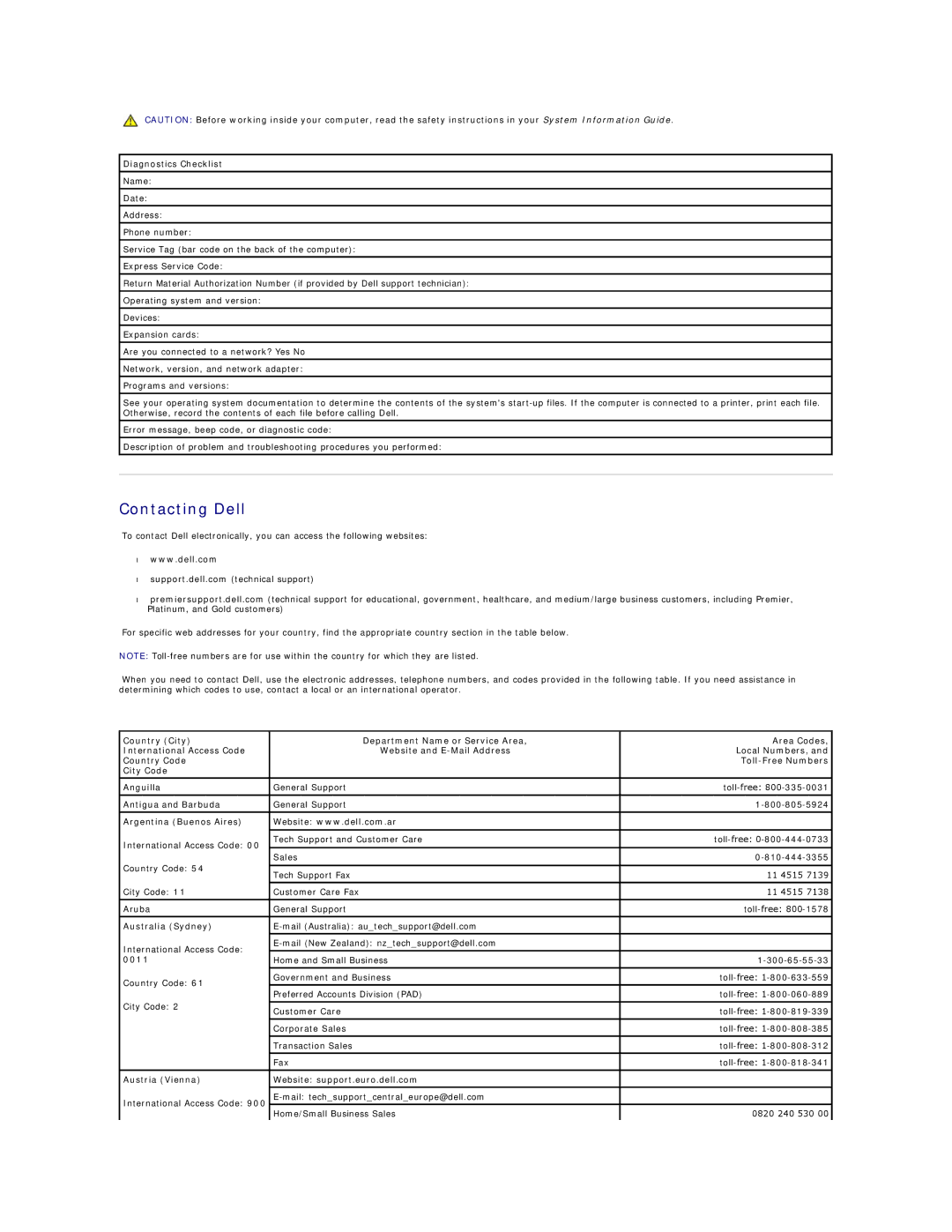 Dell 450 warranty Contacting Dell 