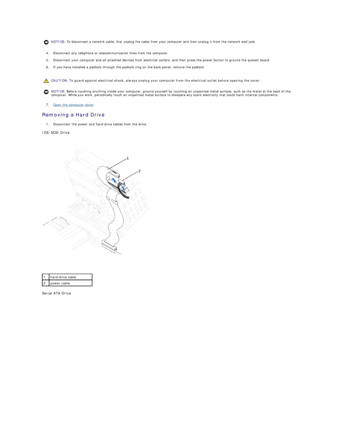 Dell 450 warranty Removing a Hard Drive, Serial ATA Drive 