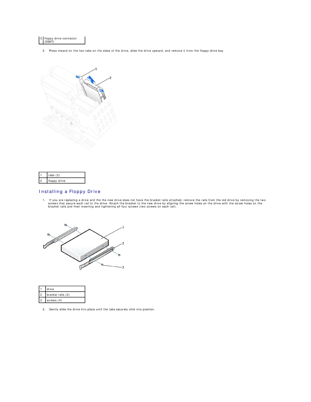 Dell 450 warranty Installing a Floppy Drive 