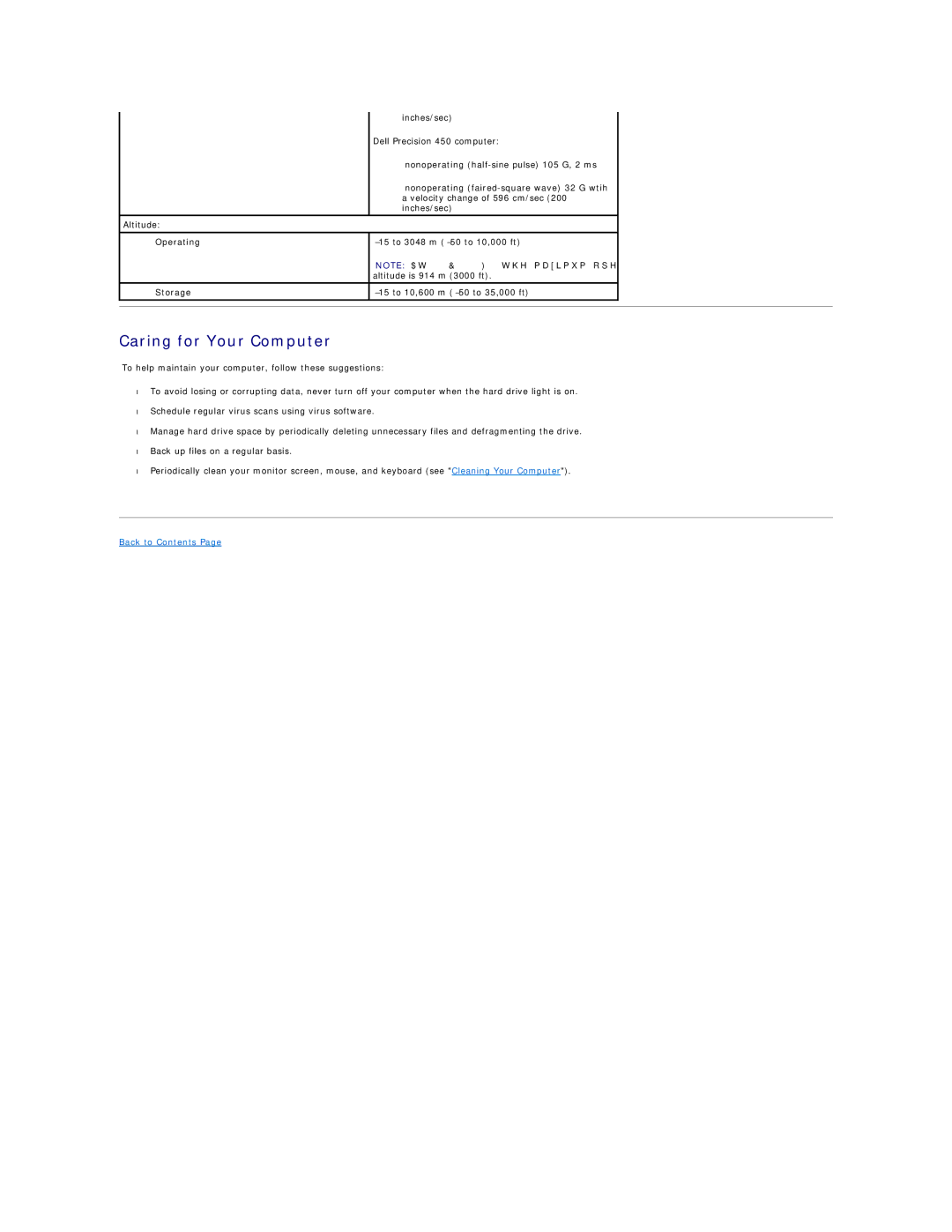 Dell 450 warranty Caring for Your Computer 