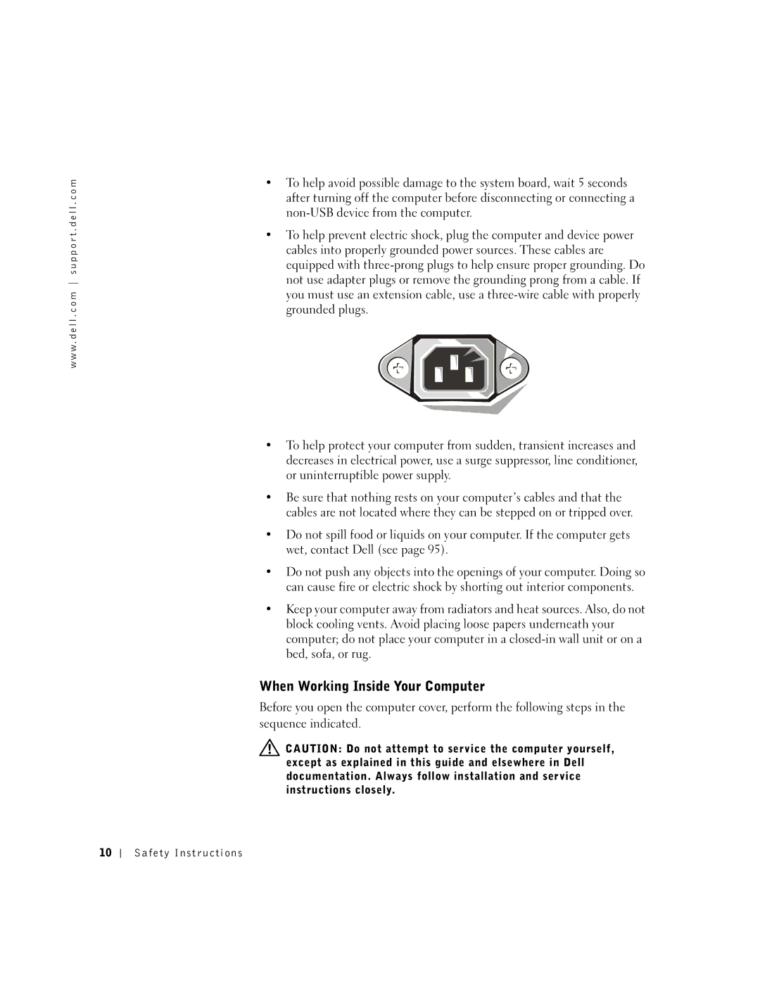 Dell 4500, 9N756 manual When Working Inside Your Computer 