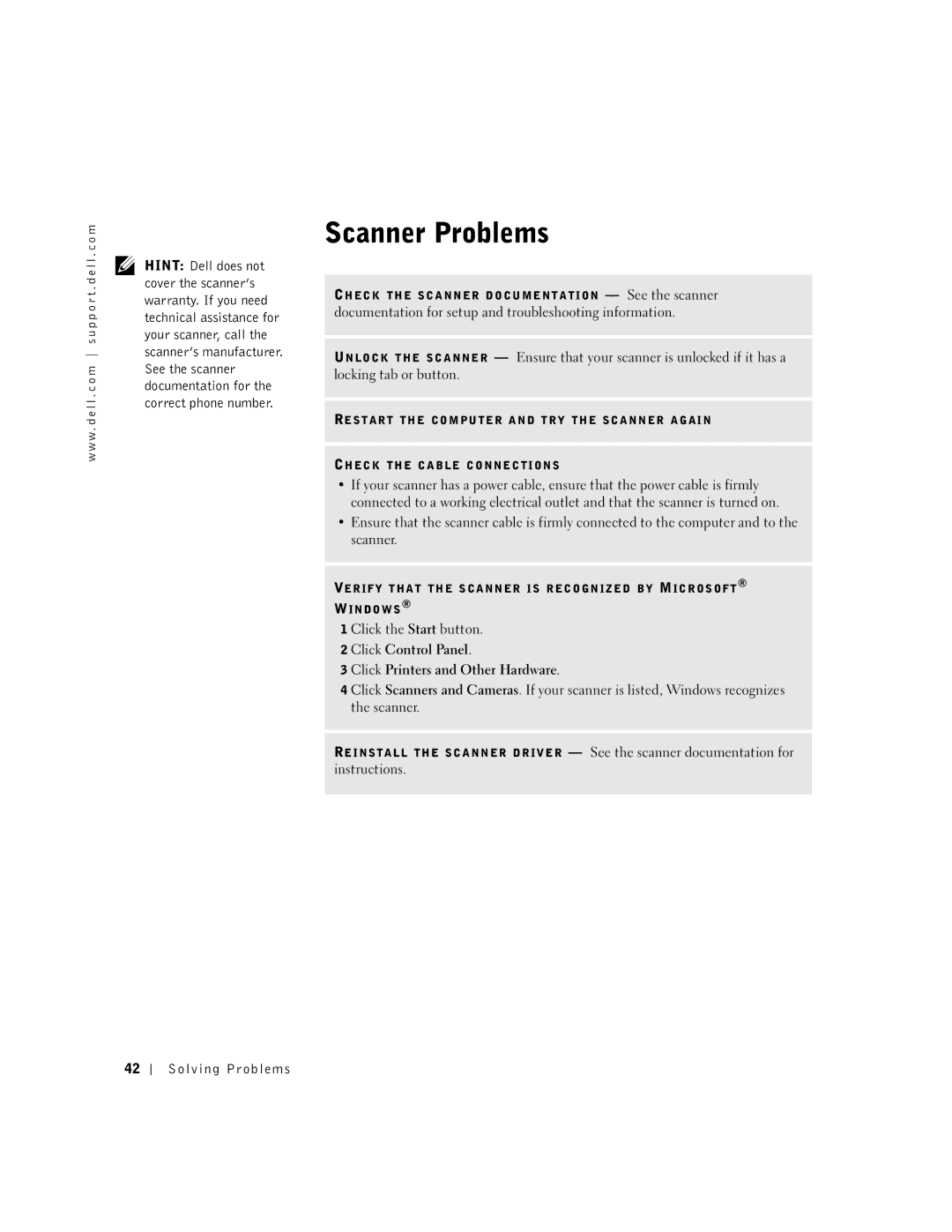 Dell 4500, 9N756 manual Verify That the Scanner is Recognized by Microsoft Windows 