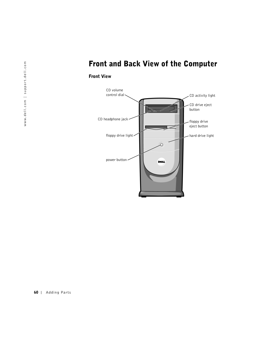 Dell 4500, 9N756 manual Front View 