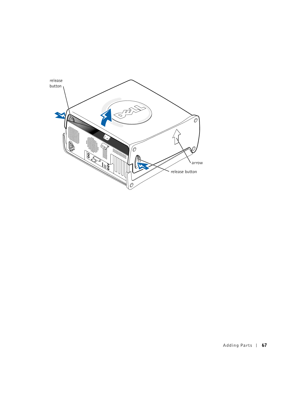 Dell 9N756, 4500 manual Arrow Release button Adding Parts 