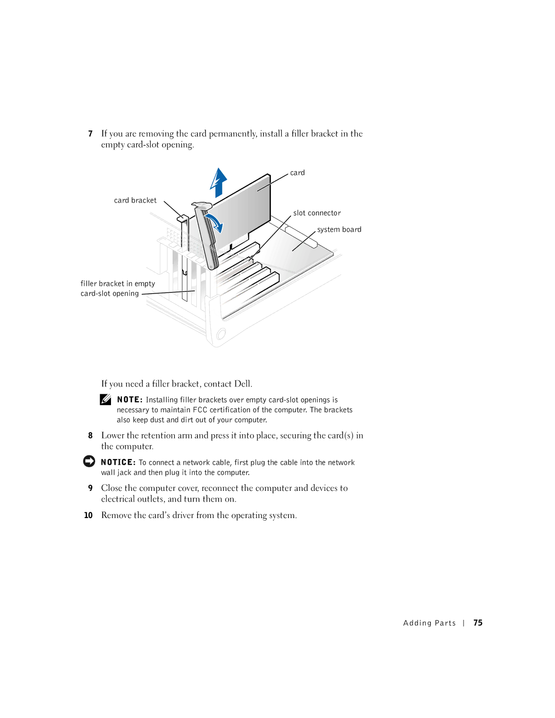 Dell 9N756, 4500 manual Adding Parts 