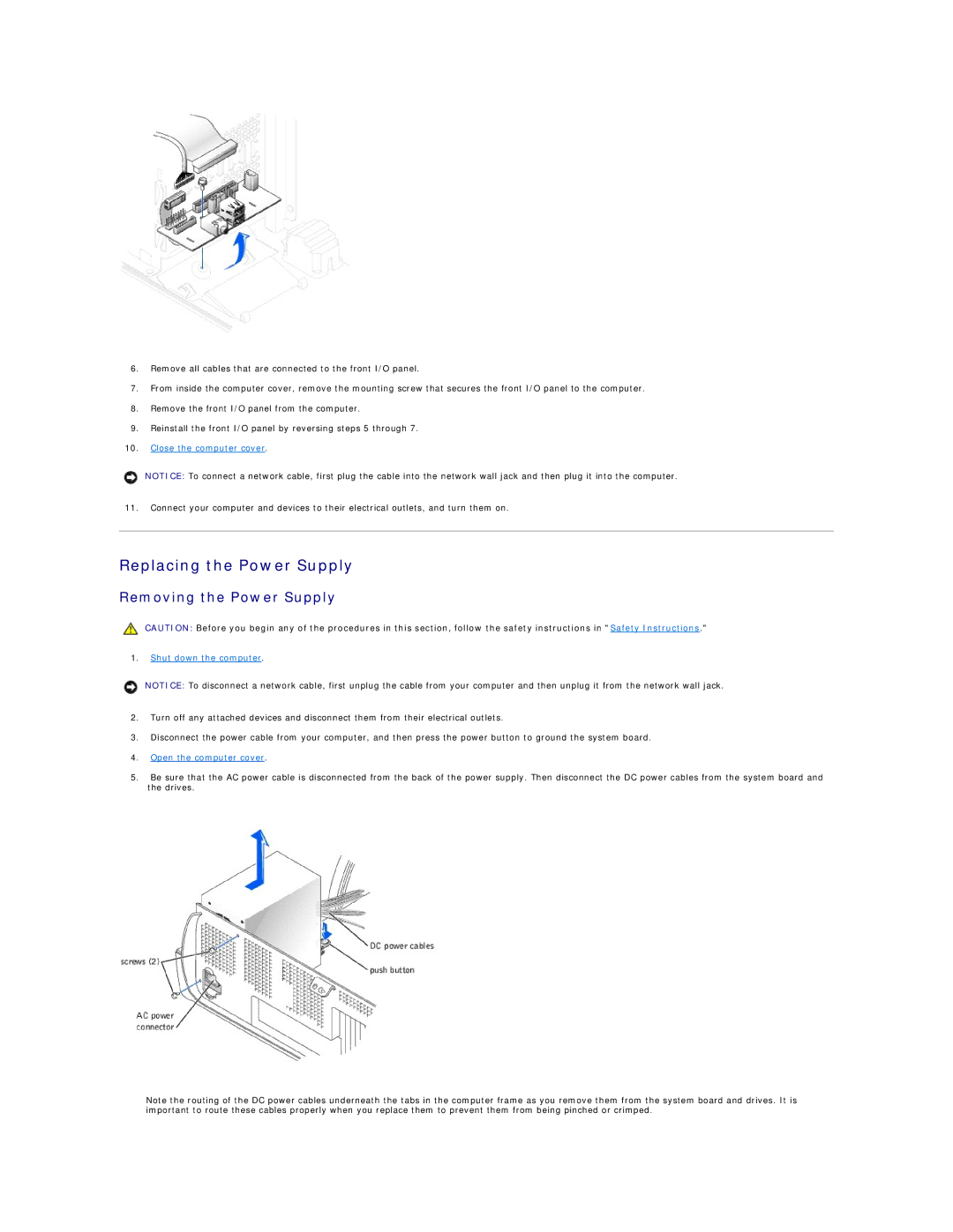 Dell 4500 technical specifications Replacing the Power Supply, Removing the Power Supply 