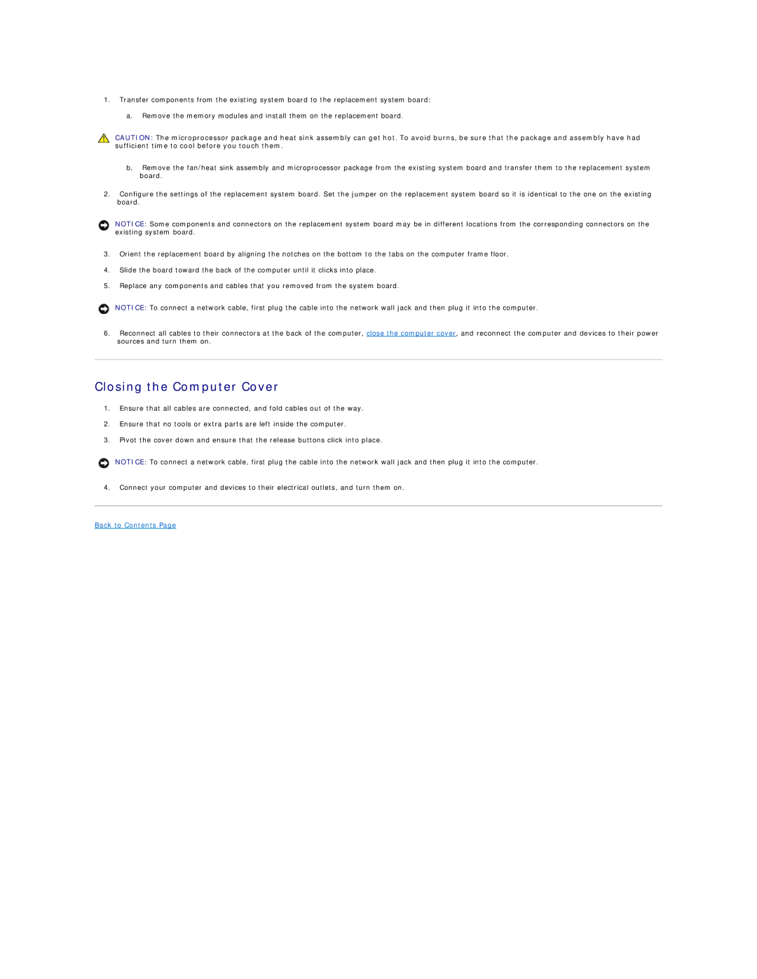 Dell 4500 technical specifications Closing the Computer Cover, Back to Contents 