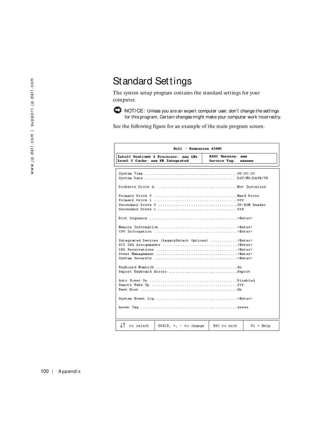 Dell 4500C, 6M515 manual Standard Settings 