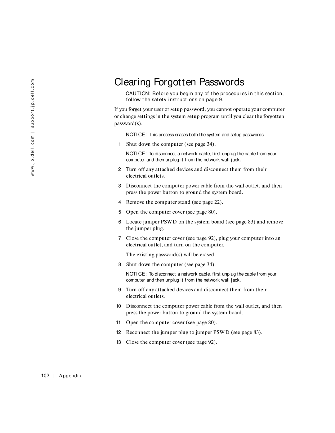 Dell 4500C, 6M515 manual Clearing Forgotten Passwords 