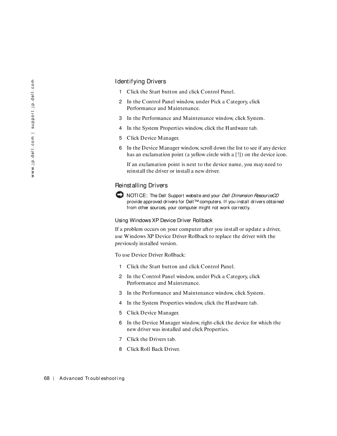 Dell 4500C, 6M515 manual Identifying Drivers, Reinstalling Drivers 