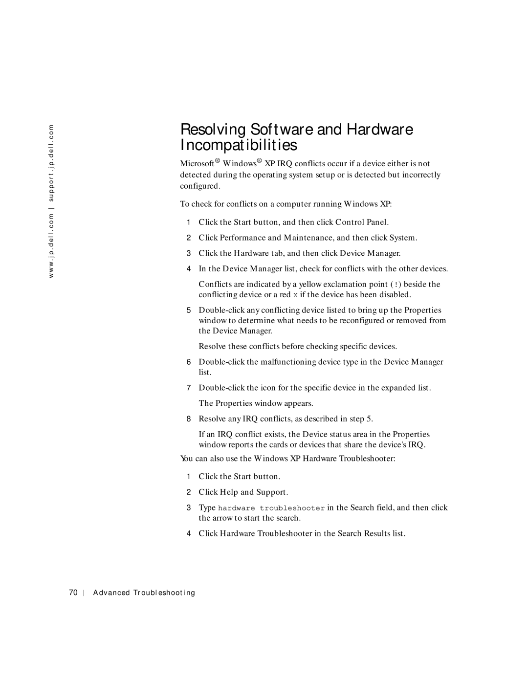 Dell 4500C Resolving Software and Hardware Incompatibilities, Click Performance and Maintenance, and then click System 