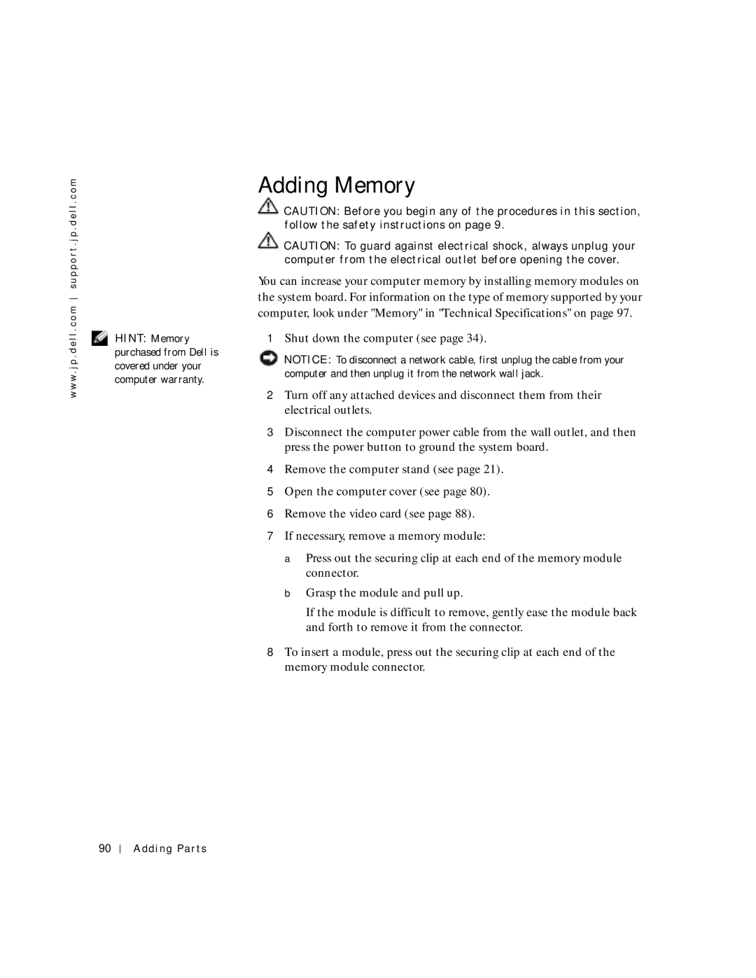 Dell 4500C, 6M515 manual Adding Memory 