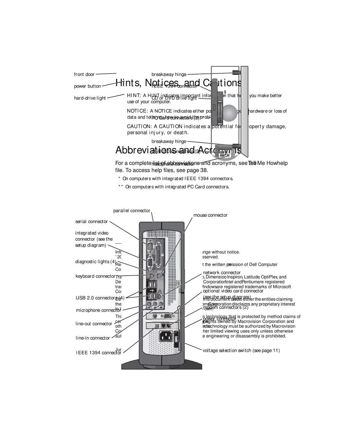 Dell 4500C manual Hints, Notices, and Cautions, Abbreviations and Acronyms 