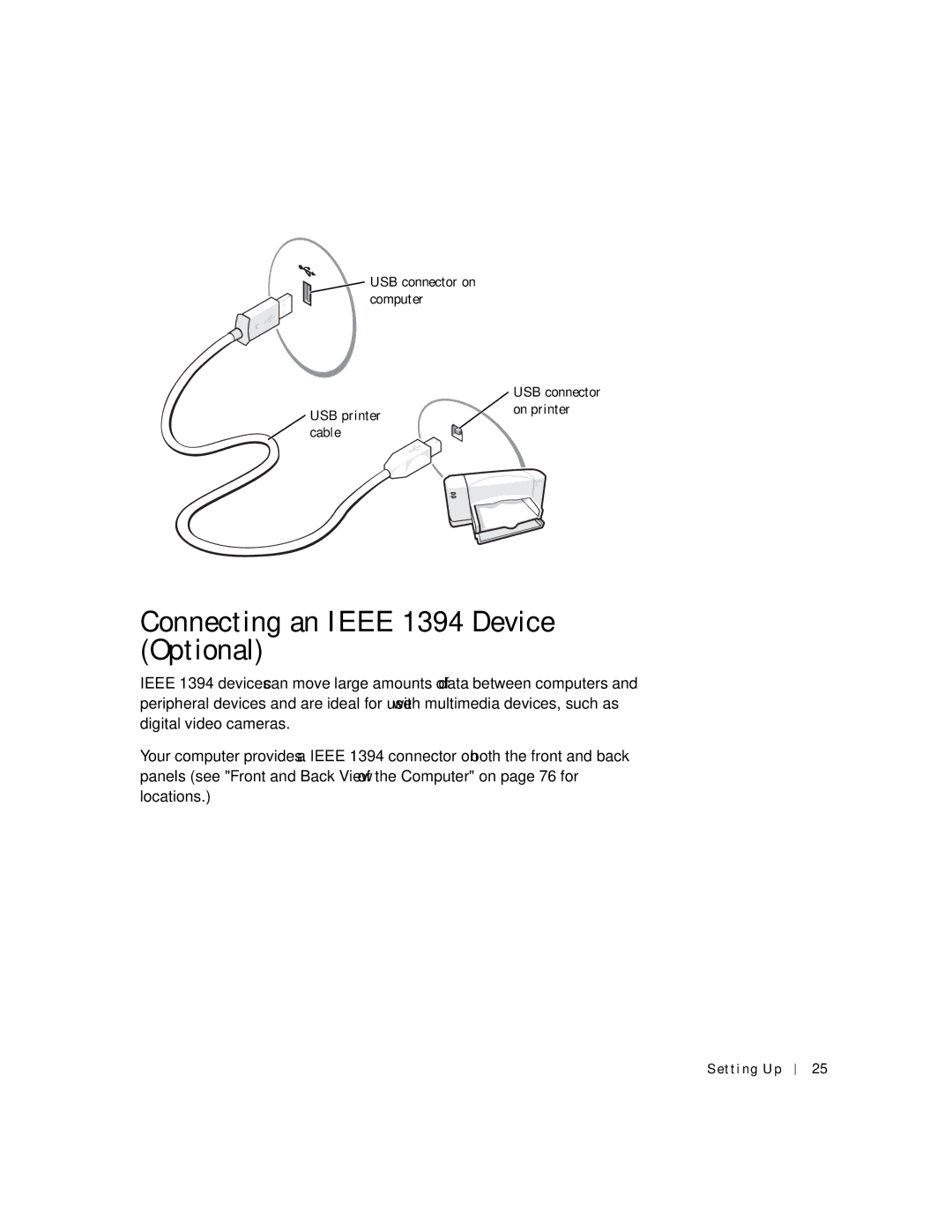 Dell 4500C manual Connecting an Ieee 1394 Device Optional 