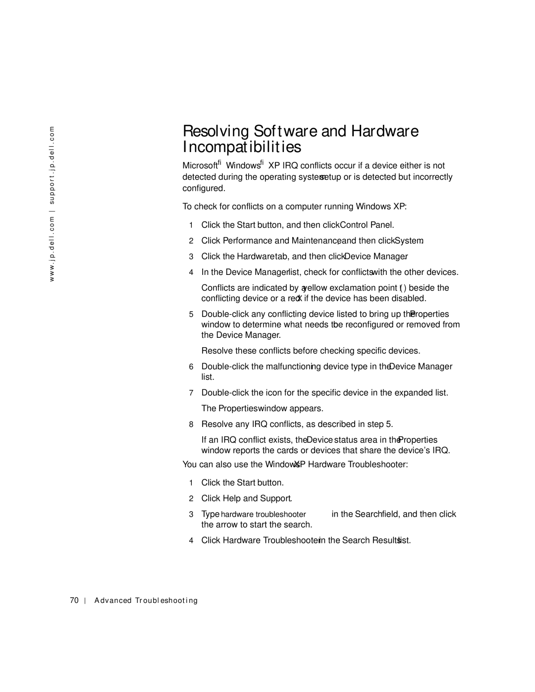 Dell 4500C Resolving Software and Hardware Incompatibilities, Click Performance and Maintenance, and then click System 