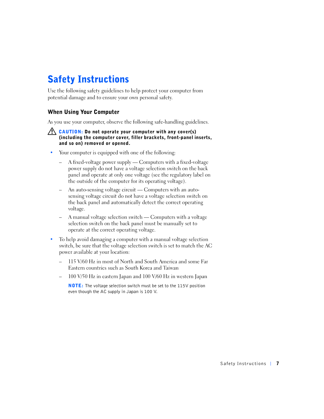 Dell 7M291, 4500S manual When Using Your Computer 