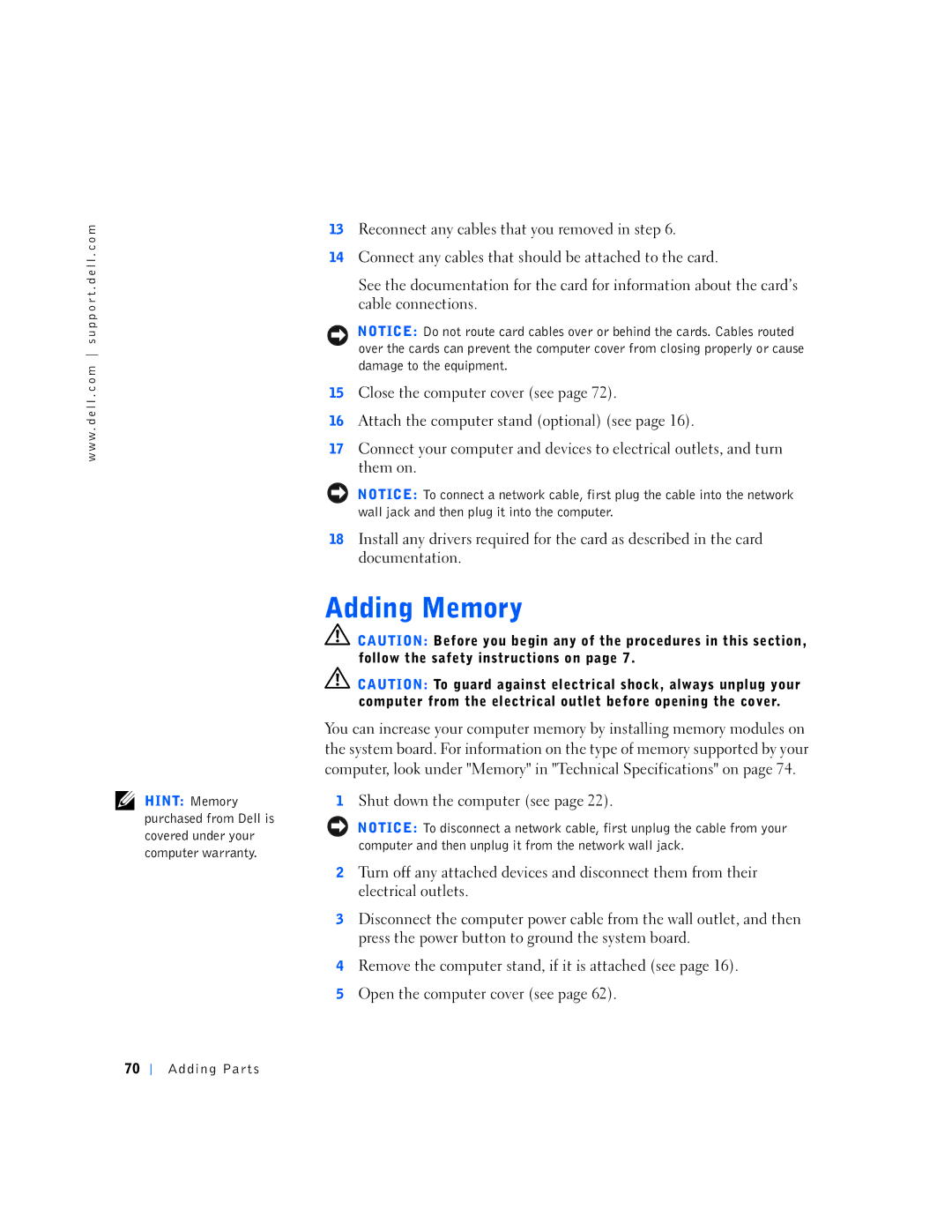 Dell 4500S manual Adding Parts 