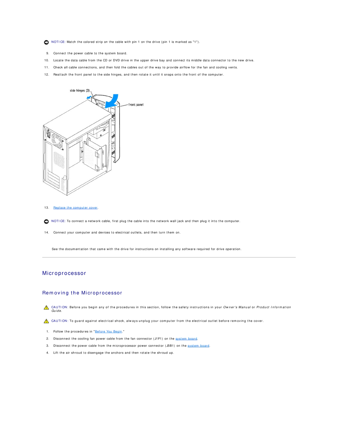 Dell 4600 technical specifications Removing the Microprocessor 