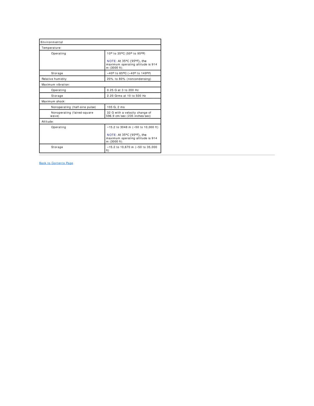 Dell 4600 technical specifications Environmental 