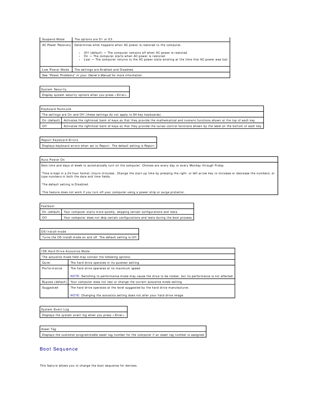 Dell 4600 technical specifications Boot Sequence 