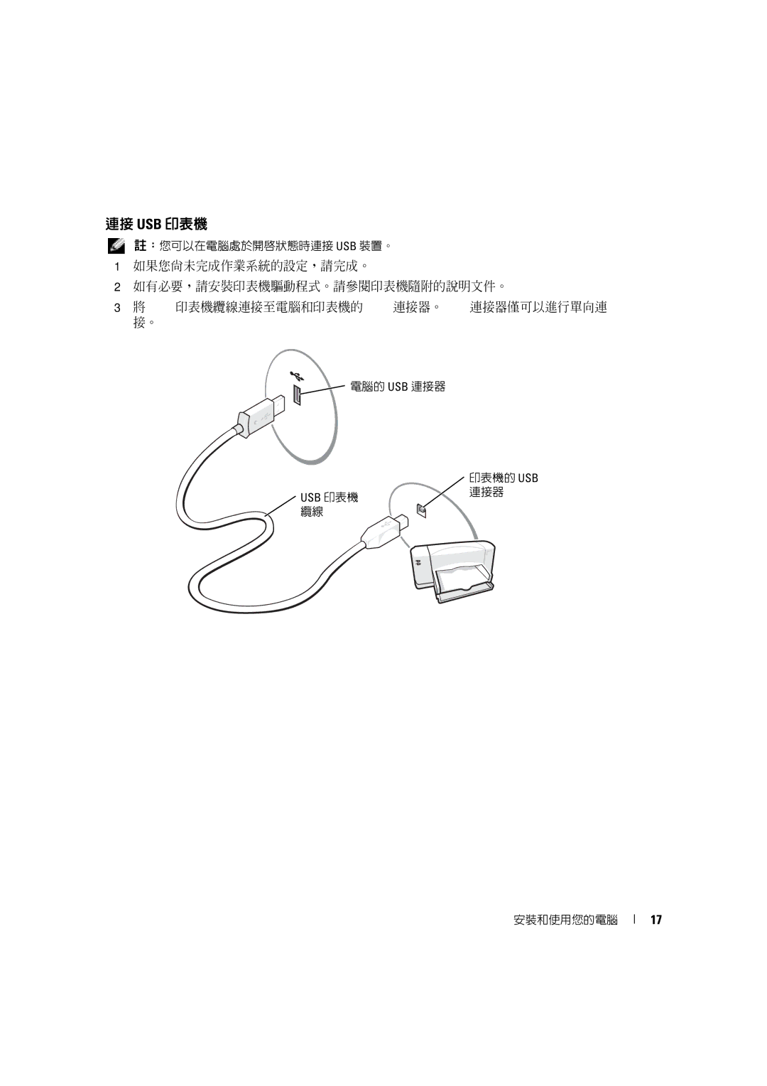 Dell 4600C manual 連接 Usb 印表機 