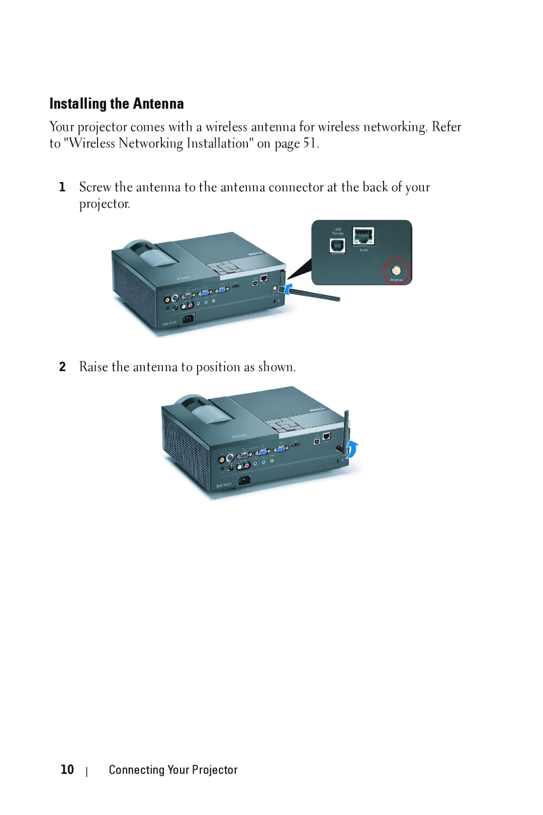 Dell 4610X manual Installing the Antenna 