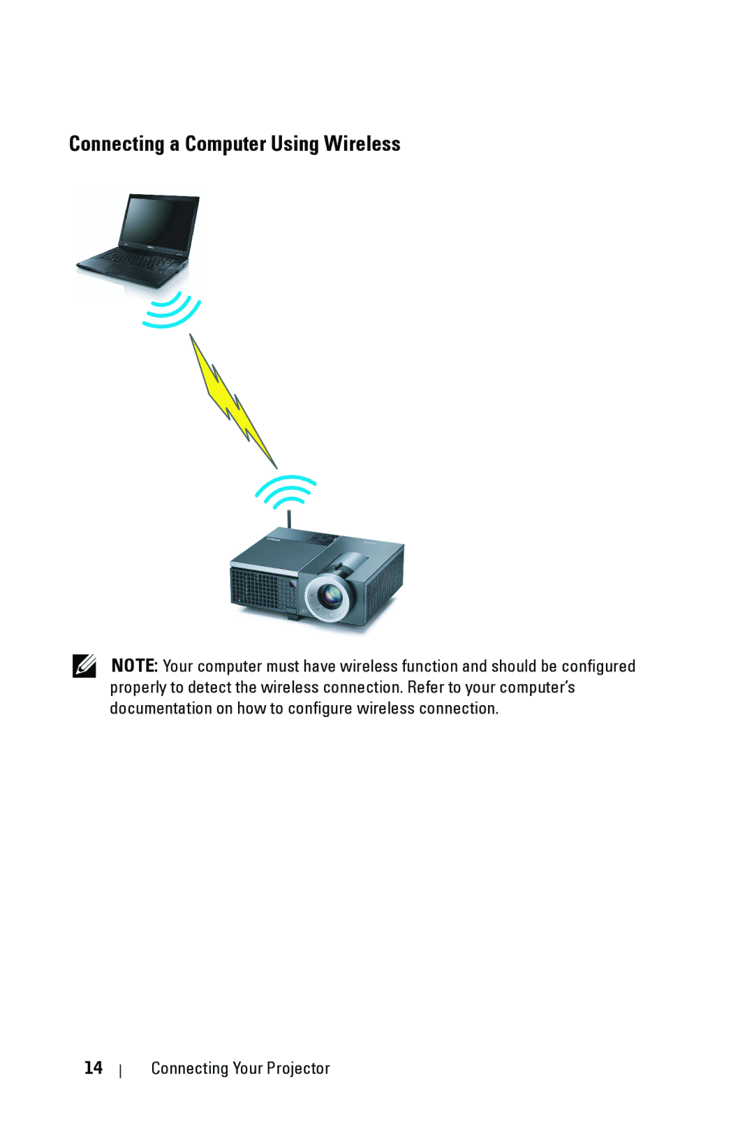 Dell 4610X manual Connecting a Computer Using Wireless 