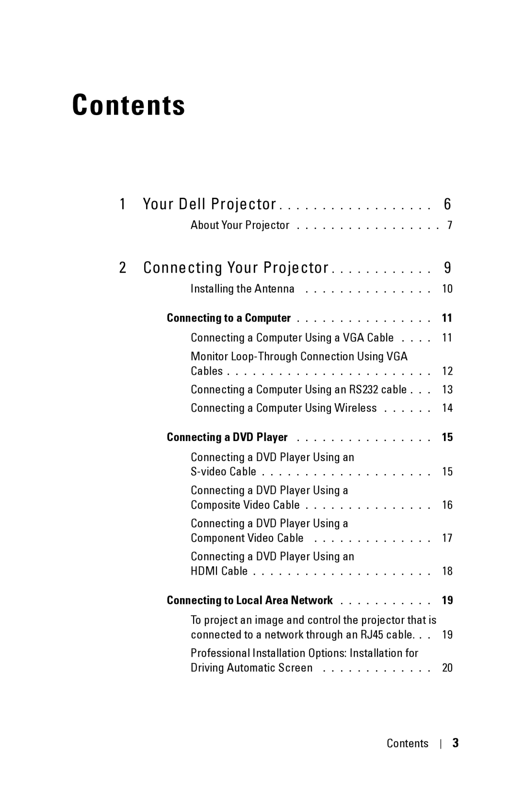 Dell 4610X manual Contents 