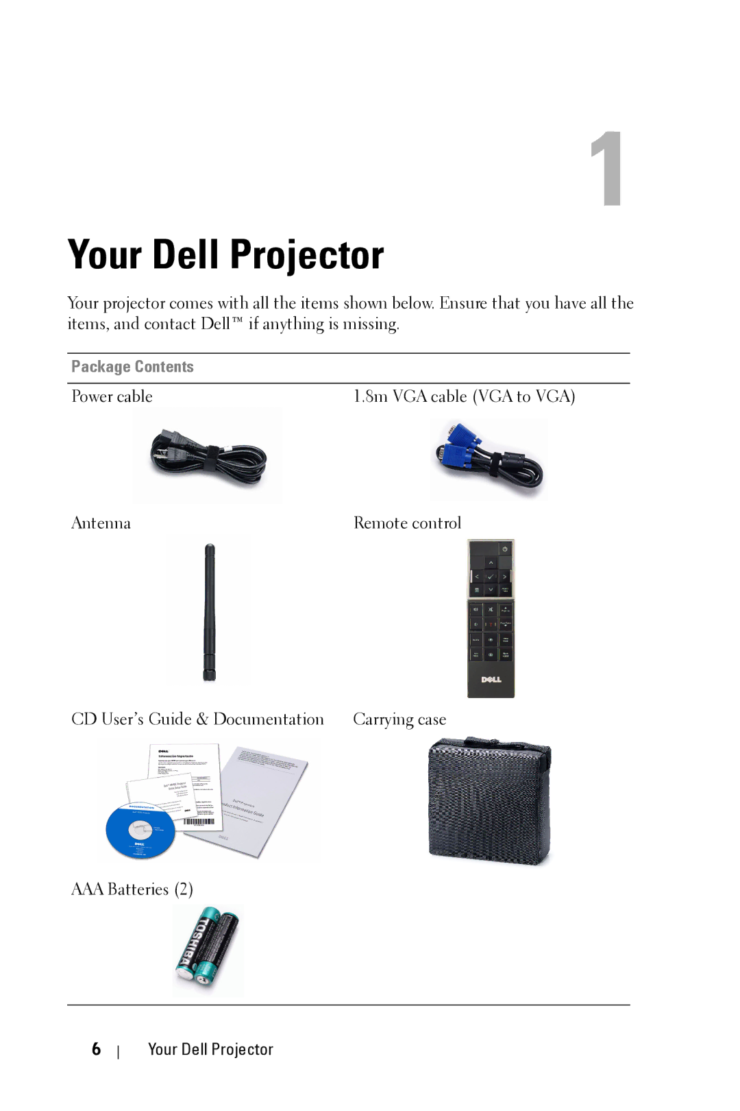 Dell 4610X manual Your Dell Projector, Package Contents 