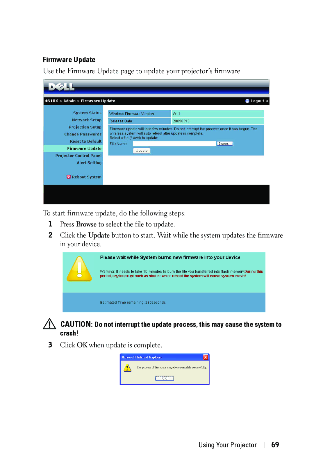 Dell 4610X manual Firmware Update 