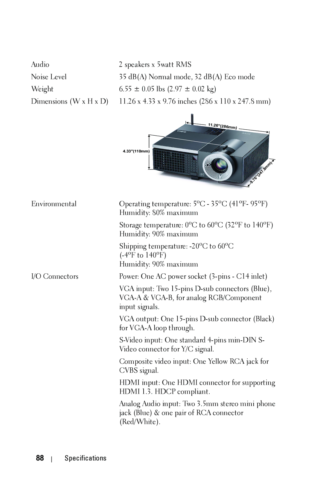 Dell 4610X manual 26286mm 