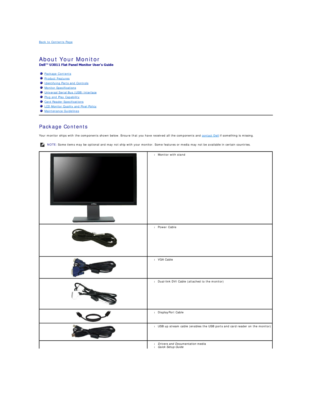 Dell 4688513 appendix About Your Monitor, Package Contents 