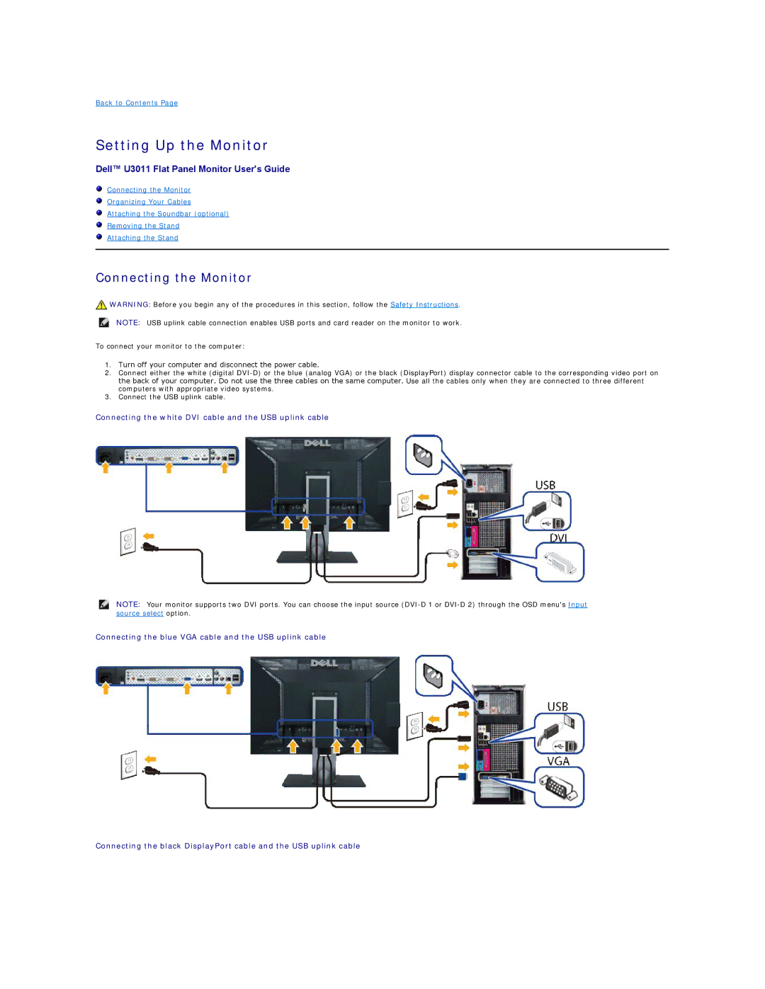 Dell 4688513 appendix Setting Up the Monitor, Connecting the Monitor 