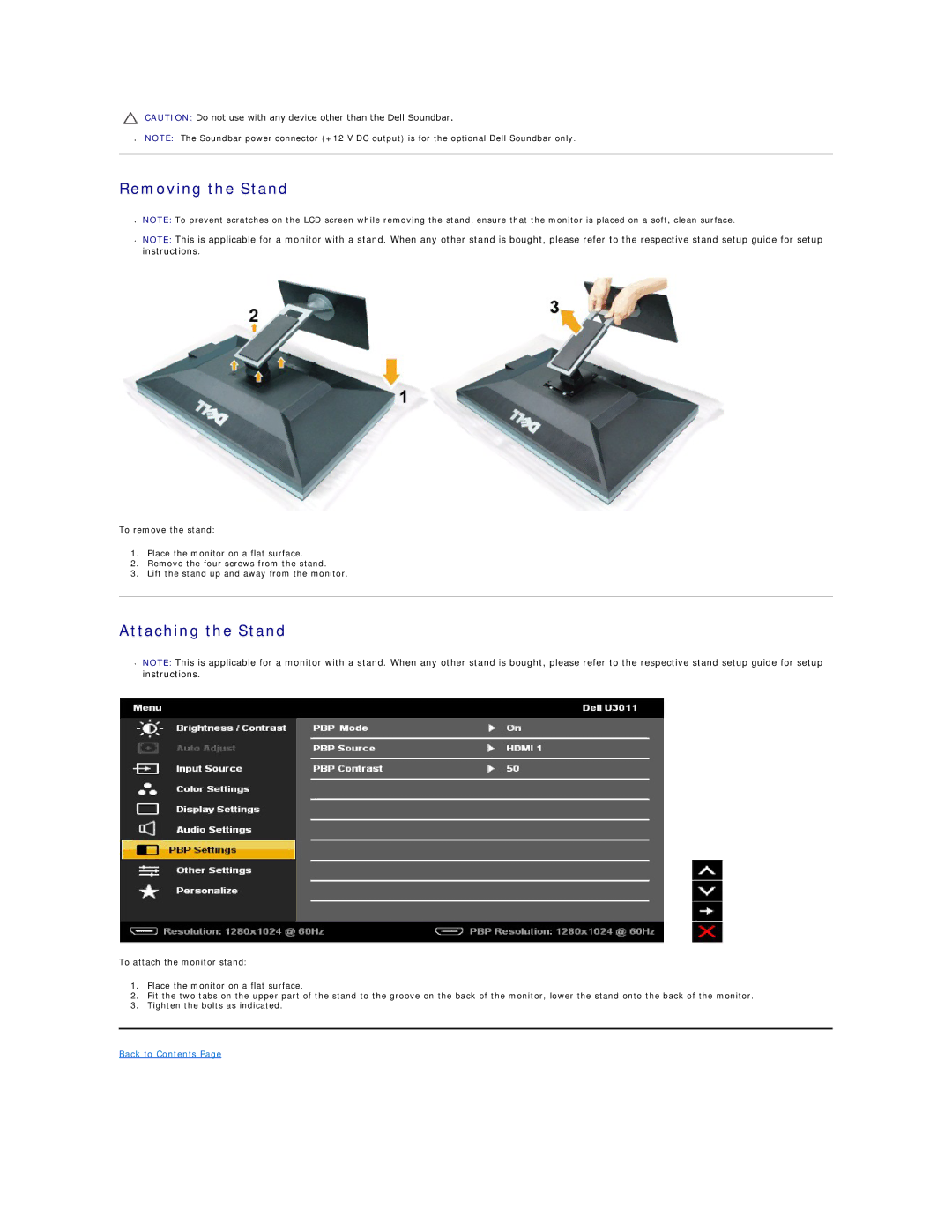 Dell 4688513 appendix Removing the Stand, Attaching the Stand 