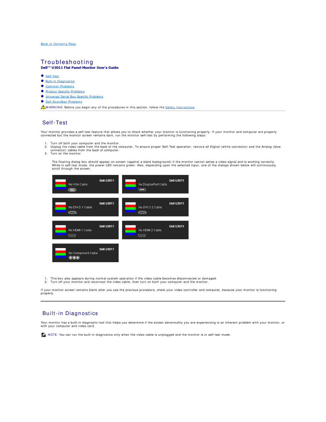 Dell 4688513 appendix Troubleshooting, Self-Test, Built-in Diagnostics 