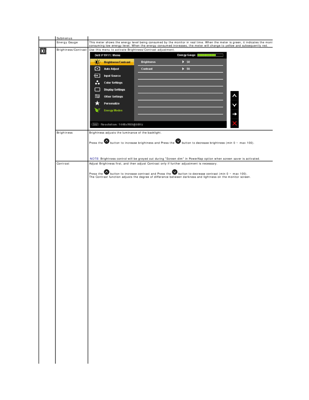 Dell 469-0052, P1911 appendix Contrast 