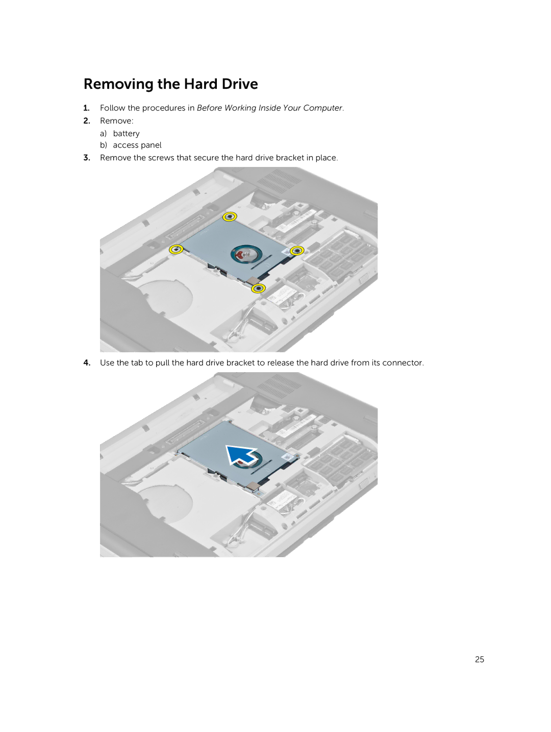 Dell 469-4077, 469-3137, I14RMT7500SLV owner manual Removing the Hard Drive 