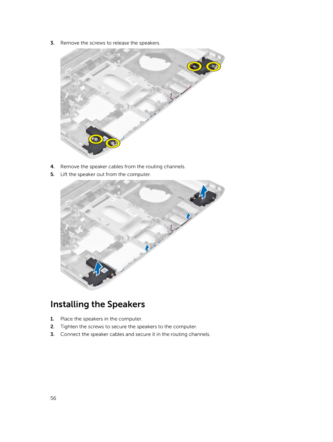 Dell I14RMT7500SLV, 469-3137, 469-4077 owner manual Installing the Speakers 