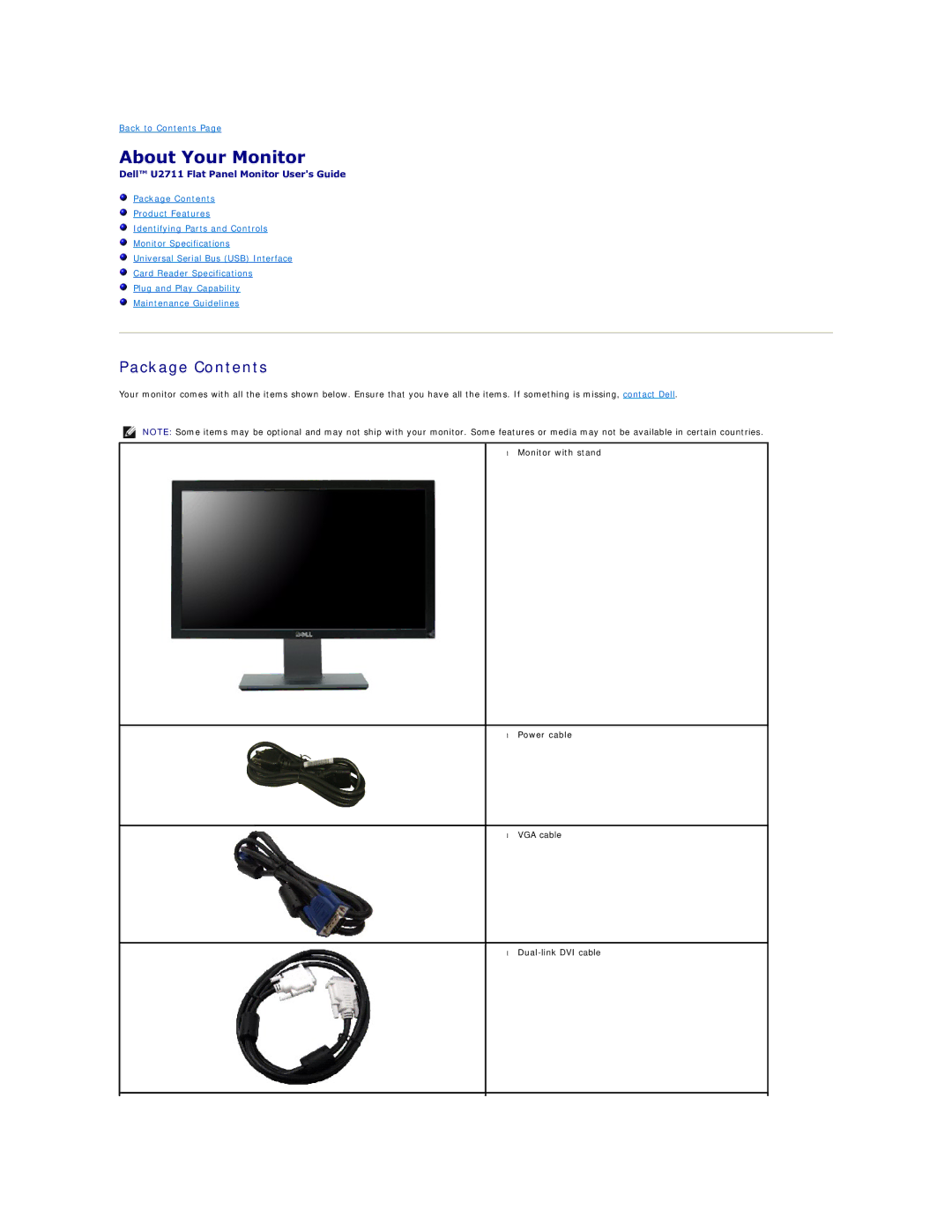 Dell 4690054, G615T appendix About Your Monitor, Package Contents 