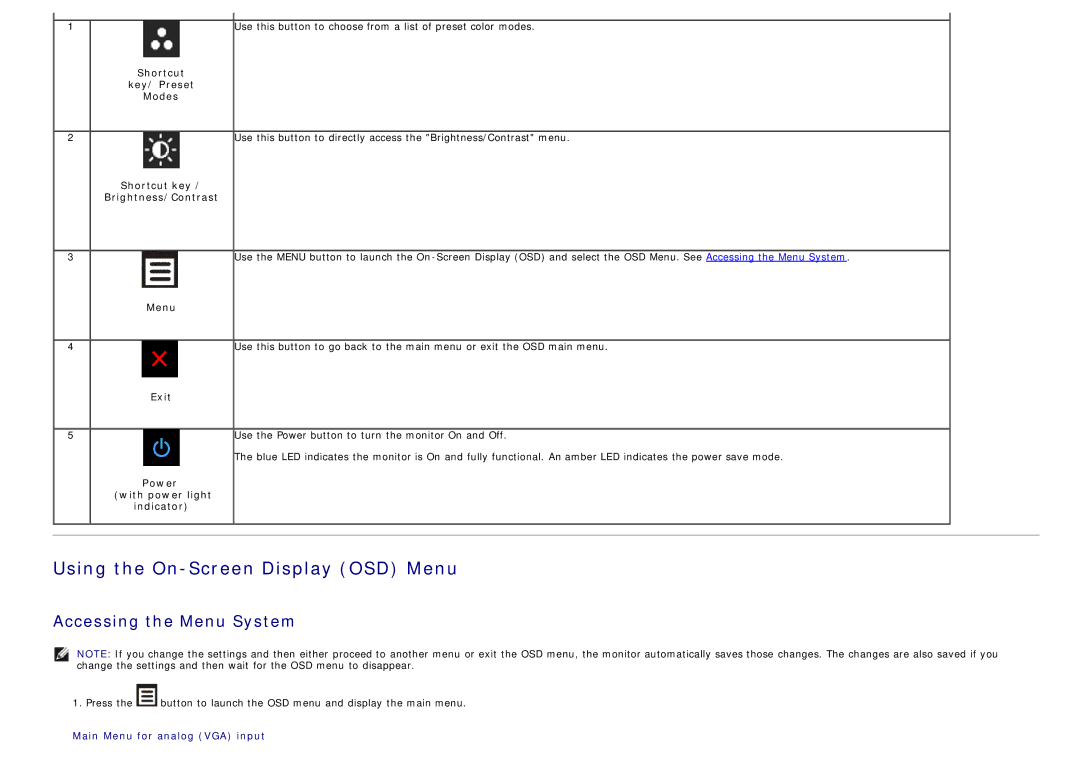 Dell 4691622 manual Using the On-Screen Display OSD Menu 