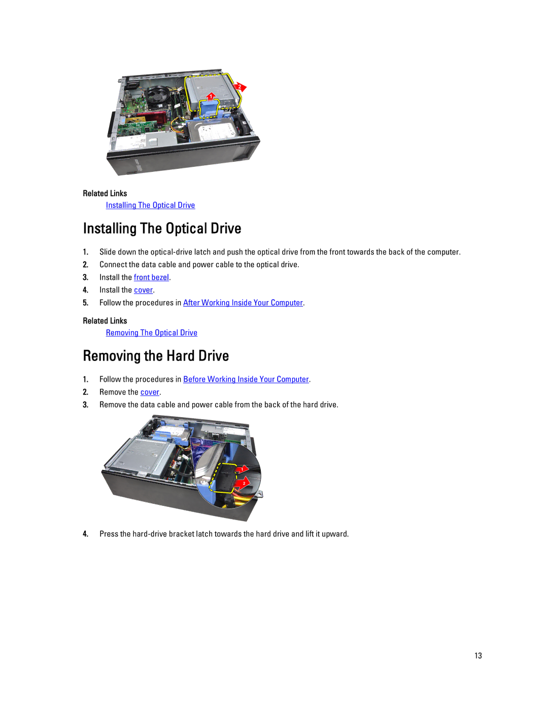 Dell 4691901 owner manual Installing The Optical Drive, Removing the Hard Drive 