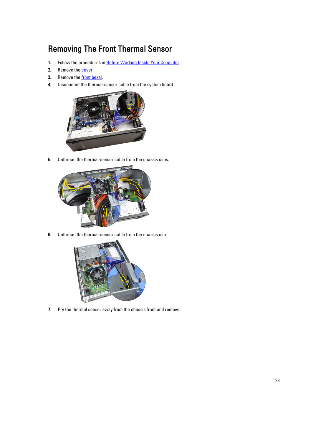 Dell 4691901 owner manual Removing The Front Thermal Sensor 