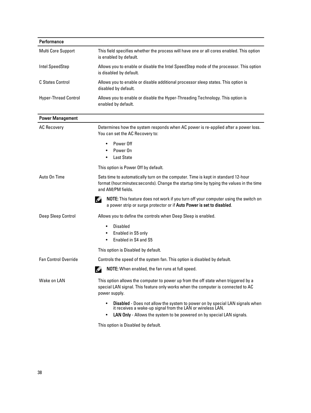 Dell 4691901 owner manual Performance, Power Management 